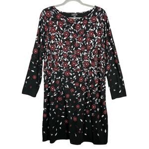J Jill Dress Wearable Collection Black Floral Tunic